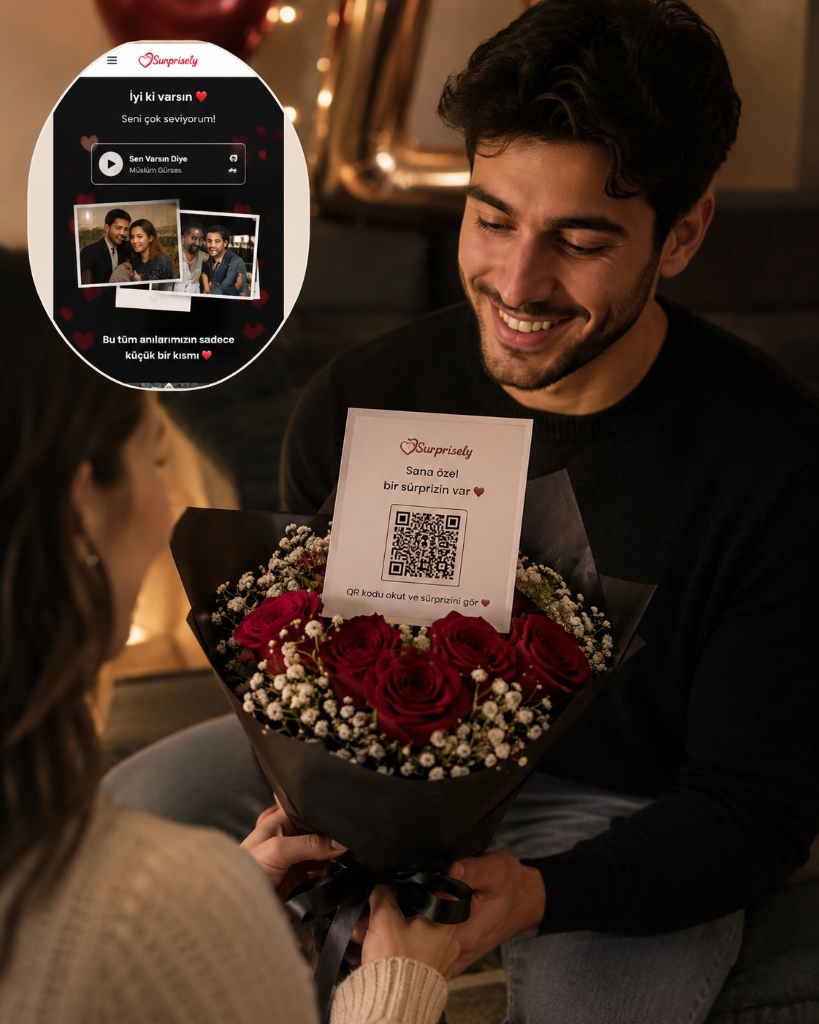 Fiziksel Çiçek Buketi ve QR Hediye Kartı